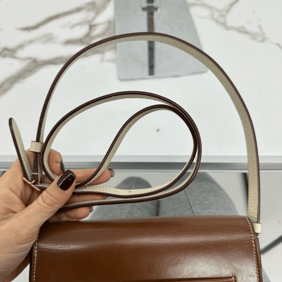 Celine 2016 Phoebe Philo Trotteur Crossbody Flap Bag Two Tone Beige Brown - Picture 9 of 16